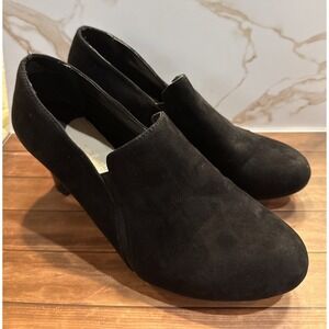 Madeline Stuart ~ Salene Black Velvet Slip On Block Heel Booties Women's Sz 9.5M